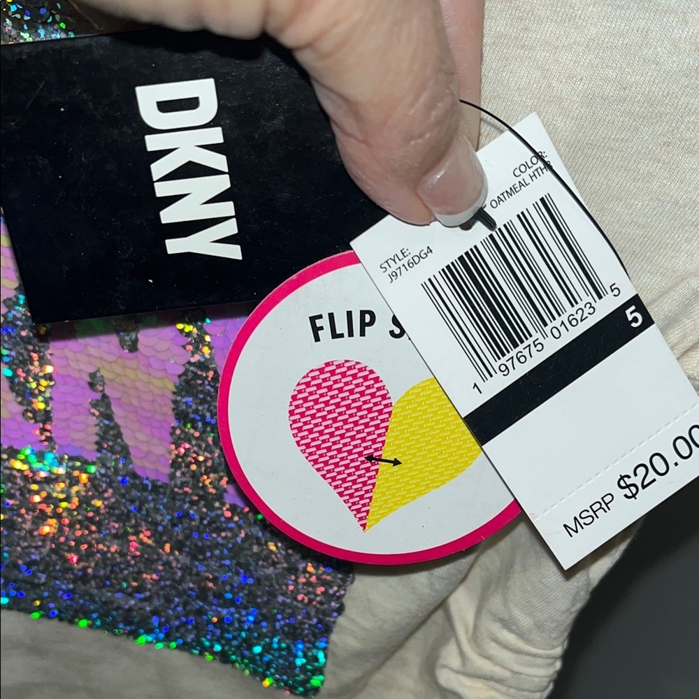 DKNY Flip Sequin Longsleeve T-Shirt NWT Girls Size 5 - Picture 4 of 7